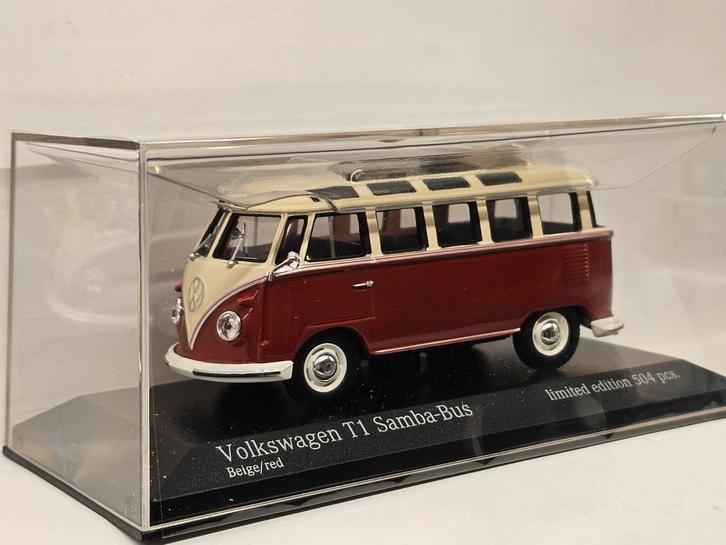 Minichamps VW T1 Samba Bus 1:43, Hobby en Vrije tijd, Modelauto's | 1:43, Nieuw, Auto, MiniChamps, Ophalen of Verzenden