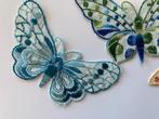 Vintage vlinder kledingapplicatie 12 stuks zijde geborduurd, Hobby en Vrije tijd, Kledingapplicaties en Hotfix, Ophalen of Verzenden