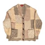 Supreme FW23 Patchwork Cable Knit Cardigan, Ophalen of Verzenden, Zo goed als nieuw, Maat 46 (S) of kleiner, Beige