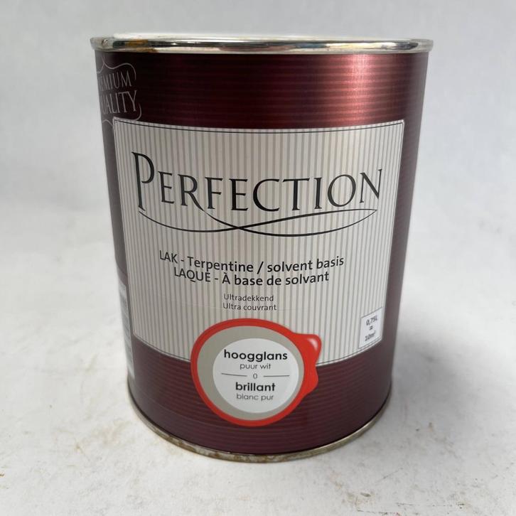 Perfection Lak Verf Hoogglans Puur Wit 750ml, Doe-het-zelf en Verbouw, Verf, Beits en Lak, Nieuw, Lak, Minder dan 5 liter, Wit
