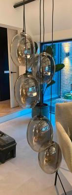 Hanglamp met 5 grote smoke glas glazen bollen, Glas, Ophalen of Verzenden, Zo goed als nieuw, 75 cm of meer