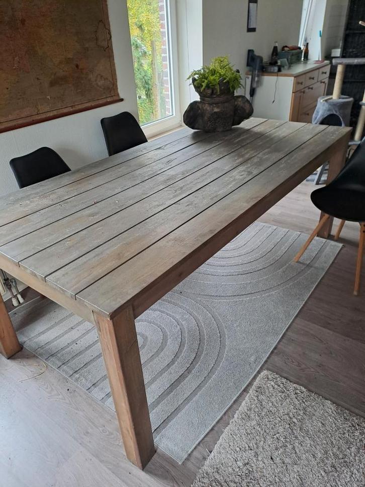 Grote houten eettafel - 210x100cm, Huis en Inrichting, Tafels | Eettafels, Gebruikt, 100 tot 150 cm, 200 cm of meer, Rechthoekig