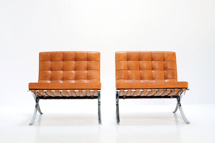 Barcelona Knoll lounge chair in cognac leder 2st voorraad, Huis en Inrichting, Banken | Bankstellen, Zo goed als nieuw, Minder dan 150 cm