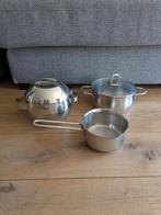Pannensetje klein incl vintage Ikea medalj pan, Ophalen, Gebruikt, Rvs, Pannenset