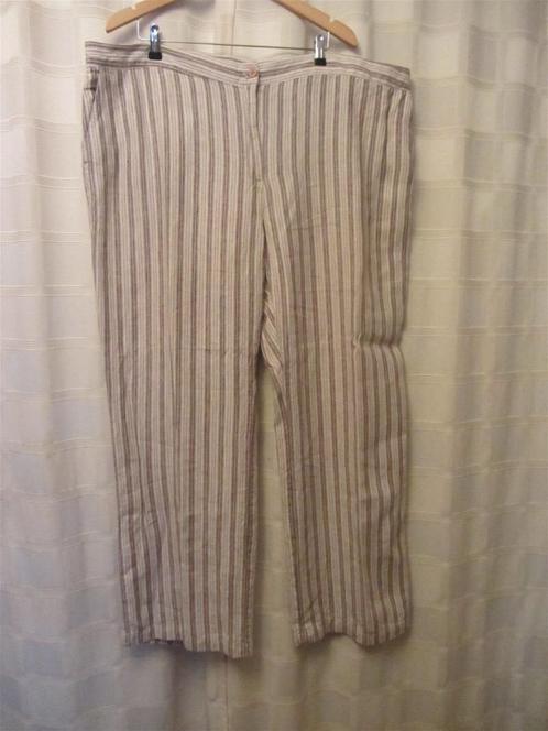 HM luchtige linnen broek gestreept maat 54 HM06, Kleding | Dames, Grote Maten, Nieuw, Broek of Spijkerbroek, Beige, Ophalen of Verzenden