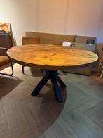Ronde Eettafel met Industrieel Onderstel, Huis en Inrichting, Tafels | Eettafels, Ophalen, Gebruikt, Rond, Vijf personen of meer