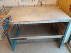 Stalen werkbank met bankschroef., Ophalen, Gebruikt, 120 tot 170 cm, Bankschroef