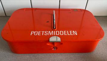 Brabantia poetsmiddelen doos blik oranje retro vintage beschikbaar voor biedingen