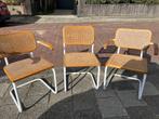 Buis stoelen met rieten zitting, Huis en Inrichting, Stoelen, Ophalen, Gebruikt, Drie, Wit