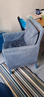 Gratis af te halen. 4x blauwe eetkamerstoel met wasbare hoes, Ophalen, Gebruikt, Minder dan 75 cm, 50 tot 75 cm