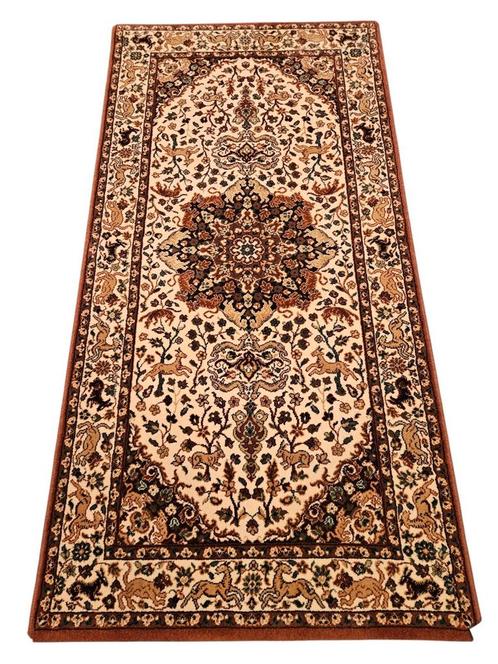 Vintage Perzisch wol vloerkleed Animals Terra 81x158cm, Huis en Inrichting, Stoffering | Tapijten en Kleden, Zo goed als nieuw