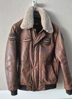 PME Hudson leren jas met afneembare bontkraag, Bruin, Maat 48/50 (M), Ophalen of Verzenden, Zo goed als nieuw