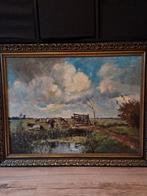 Olieverfschilderij van Middelhoek met koeien, Antiek en Kunst, Kunst | Schilderijen | Klassiek, Ophalen