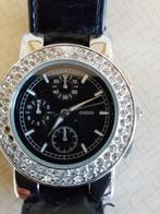 OOZOO zilverkleurig horloge met zwarte band., Ophalen of Verzenden, Overige materialen, Overige typen