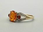 Gouden Vintage ring  edelsteen citrien en diamant. 2025/398., ., Geel, Ophalen of Verzenden, Zo goed als nieuw