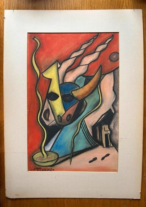 Schilderij op papier Sipke Jansma 1960 Fries expressionisme, Antiek en Kunst, Kunst | Schilderijen | Modern, Ophalen of Verzenden