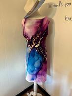 Nieuwe zomerjurk mouwloos jurk marmermotief roze blauw maat, Blauw, Maat 42/44 (L), Nieuw, Ophalen of Verzenden