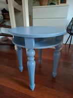 Bijzettafel rond grijs blauw, Ophalen, Gebruikt, 55 tot 75 cm, 60 cm of meer