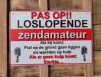 Pas op loslopende zendamateur reclamebord van metaal deco, Info@deconoord.nl, Deco Noord, Nieuw, Ophalen of Verzenden