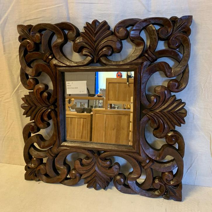 Barok spiegel - houten lijst - 50 x 50 cm - Bij TTM Wonen, Huis en Inrichting, Woonaccessoires | Spiegels, Nieuw, 50 tot 75 cm