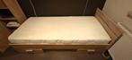 Bed met opbergruimte, lattenbodem en matras, Ophalen, 90 cm, Eenpersoons, Beige