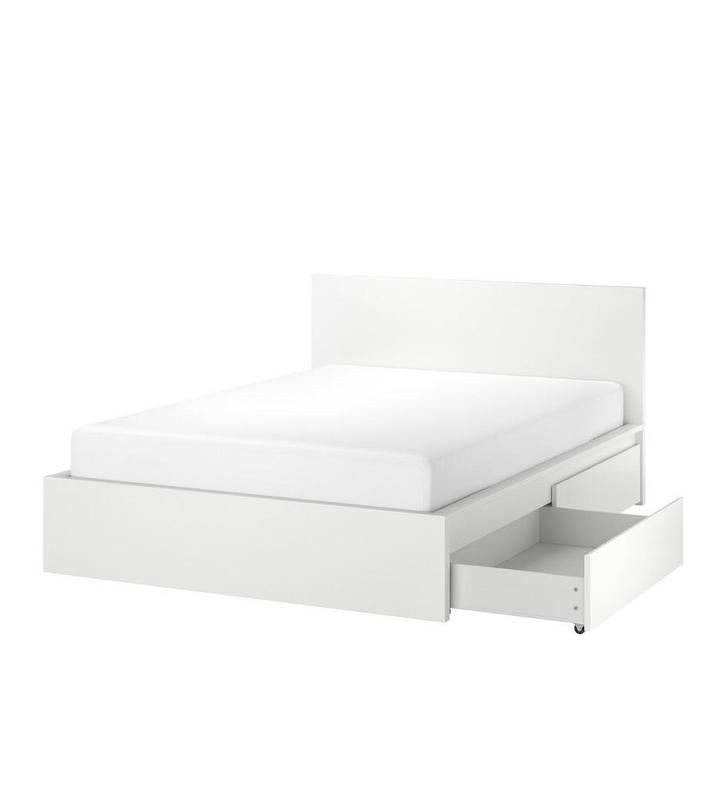Malm bed 140x200 - Ikea bedframe, Huis en Inrichting, Slaapkamer | Bedden, Gebruikt, Tweepersoons, 140 cm, 200 cm, Hout, Wit, Ophalen