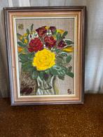 Leuk bloemenschilderij op linnen, Ophalen of Verzenden