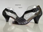 15) Audley leren sandalen zwart/grijs/zilver maat 39.5, Audley, Zwart, Zo goed als nieuw, Sandalen of Muiltjes