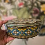 Vintage kraaltjes koektrommel,  mozaïek, Verzamelen, Blikken, Ophalen of Verzenden, Gebruikt, Koek(jes)