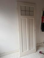 Massief houten deur glas in lood, Doe-het-zelf en Verbouw, Deuren en Horren, Ophalen, Binnendeur, 200 tot 215 cm, Glas