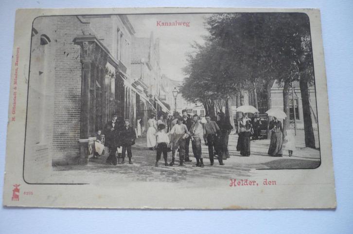 den helder kanaalweg met veel mensen ca. 1900 gelopen, Verzamelen, Ansichtkaarten | Nederland, Gelopen, Noord-Holland, Voor 1920