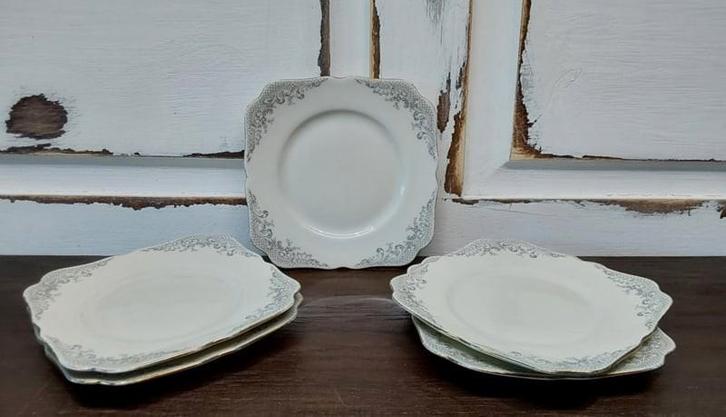 5 vintage porseleinen gebaksbordjes Hutschenreuter, Antiek en Kunst, Antiek | Servies los, Ophalen of Verzenden