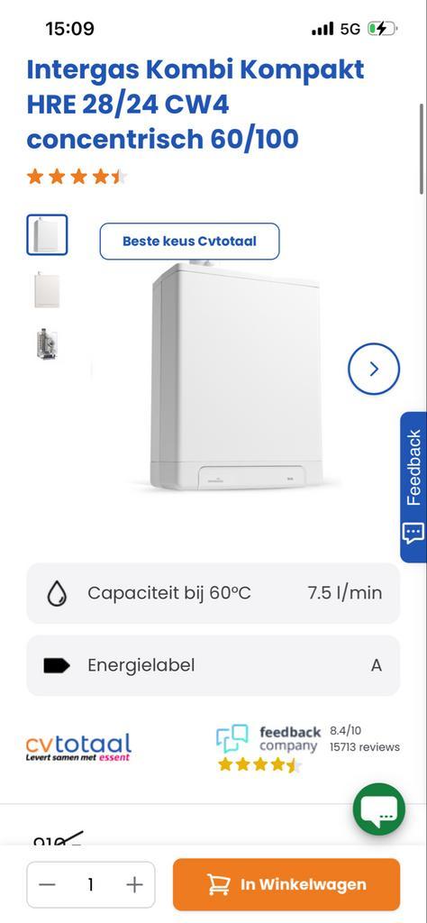 Intergas 28/24 CV Ketel - Nieuw in Doos!, Doe-het-zelf en Verbouw, Verwarming en Radiatoren, Nieuw, Cv-ketel of Combi-ketel, 800 watt of meer
