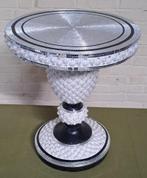Wit / zilverkleurige bijzettafel / Venetian furniture, Huis en Inrichting, Ophalen, Gebruikt, Rond, Modern