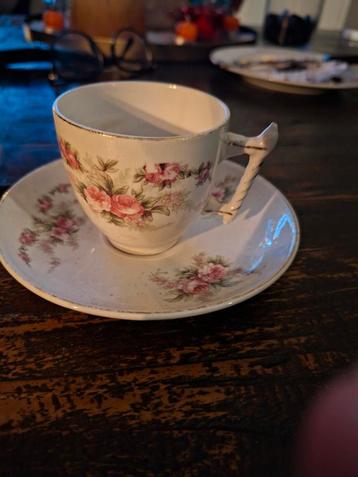Vintage Kop en Schotel met Rozen beschikbaar voor biedingen