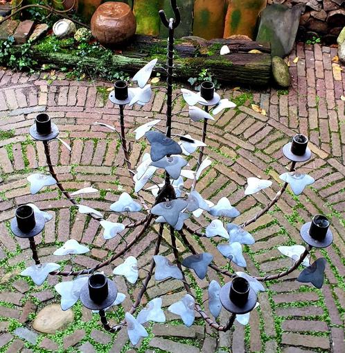 Kandelaar Hangend met klimopblaadjes. 8 kaarsen. Vintage., Huis en Inrichting, Woonaccessoires | Kandelaars en Kaarsen, Zo goed als nieuw