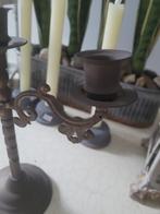 Antieke 3-armige koperen kandelaar foto 1 t/m 4, Antiek en Kunst, Ophalen of Verzenden, Koper of Brons