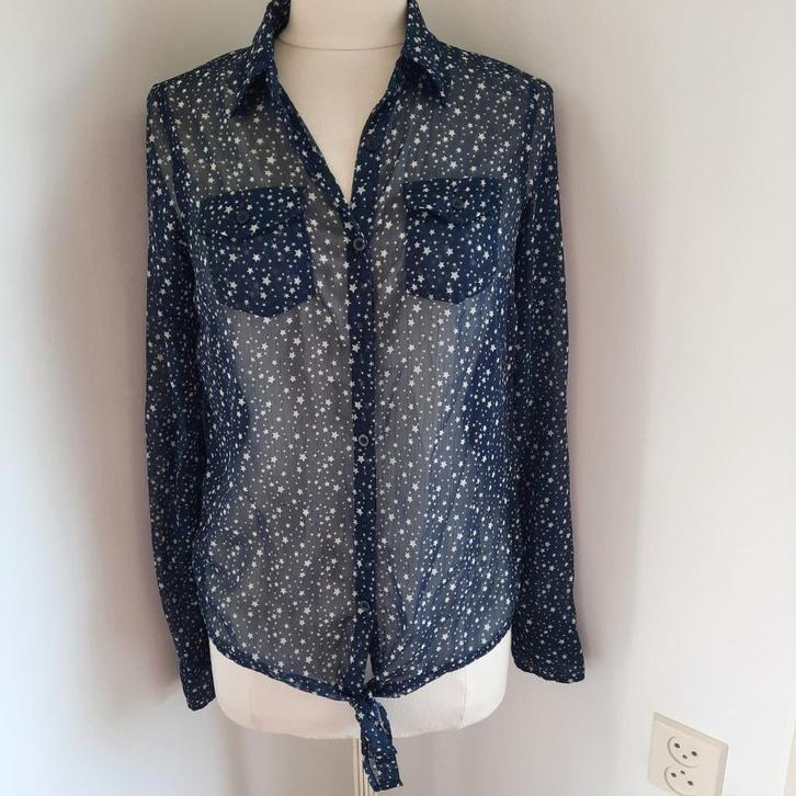 Miss America bloes blauw met witte sterren maat M, Kleding | Dames, Blouses en Tunieken, Zo goed als nieuw, Maat 38/40 (M), Blauw
