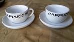 2 kop en schotels met opdruk Cappuccino, Huis en Inrichting, Keuken | Servies, Ophalen of Verzenden, Porselein, Overige stijlen