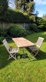 tuin-/terrastafel met 4 stoelen. opklapbare stoelen., Gebruikt, Rechthoekig, Ophalen
