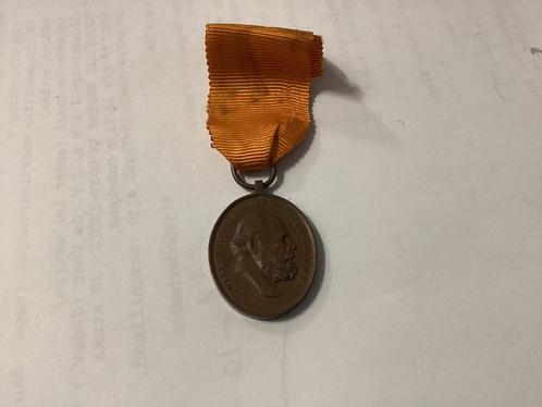 Bronzen medaille voor ijver en trouw 14 feb 1877, Verzamelen, Militaria | Algemeen, Landmacht, Lintje, Medaille of Wings, Nederland