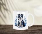 Border Collie Delfts Blauwe mok, Huis en Inrichting, Keuken | Servies, Verzenden, Keramiek, Nieuw, Overige stijlen