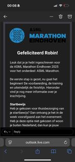 Startbewijs marathon Eindhoven 2025, Tickets en Kaartjes, Sport | Overige, Eén persoon, Oktober