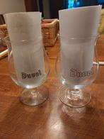 2 verschillende Duvel glazen met open zwarte logoe, Ophalen of Verzenden, Zo goed als nieuw, Bierglas