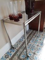 Vintage bar cart / drankentrolley, chroom, op wieltjes