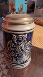 Antieke bierpul met tinnen deksel, Antiek en Kunst, Antiek | Keramiek en Aardewerk, Ophalen of Verzenden