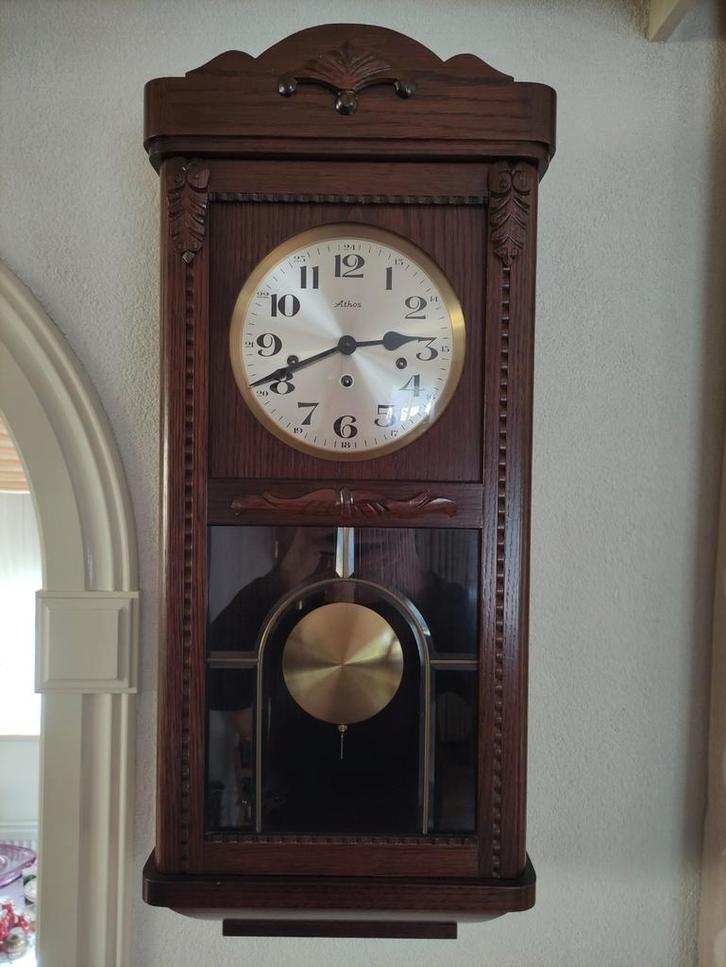 Vintage Athos Eikenhouten Wandklok, Antiek en Kunst, Antiek | Klokken, Ophalen of Verzenden