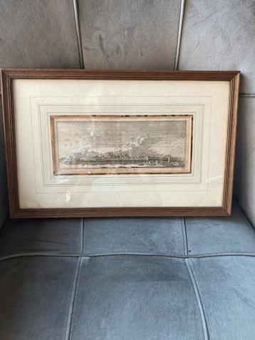 Oude prent Steenbergen haven, gesigneerd B.d. beschikbaar voor biedingen
