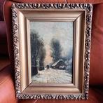 Klassiek Hollands winterlandschap, olieverf op board, gesign, Ophalen of Verzenden