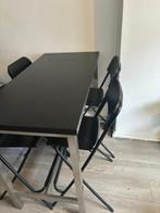 Zwart/roestvrijstalen Ikea bartafel + bijpassende barstoelen, Huis en Inrichting, Tafels | Statafels, In hoogte verstelbaar, Gebruikt